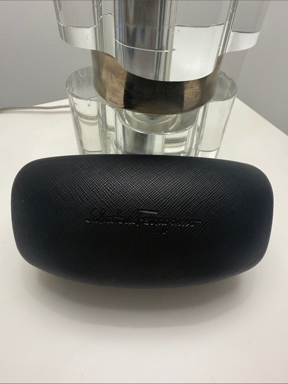 Salvatore Ferragamo Black Textured Sunglasses Case